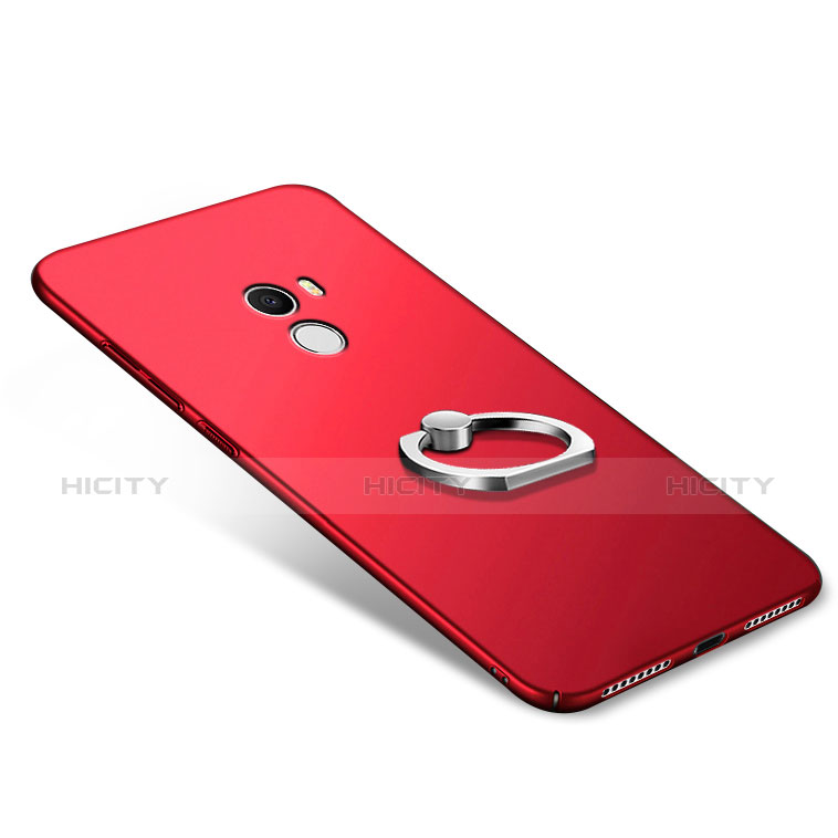 Funda Dura Plastico Rigida Mate con Anillo de dedo Soporte A02 para Xiaomi Mi Mix Rojo