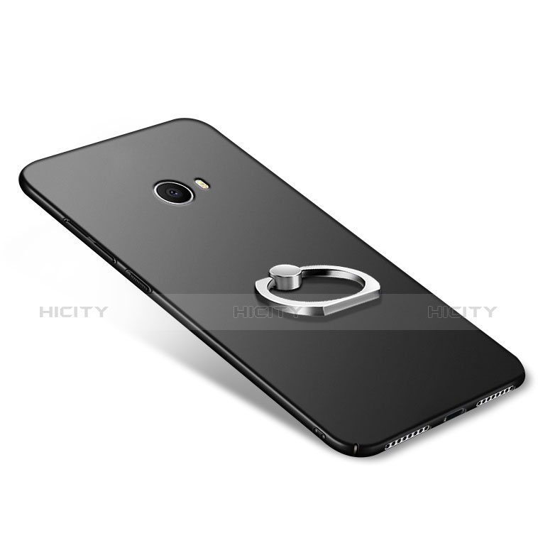 Funda Dura Plastico Rigida Mate con Anillo de dedo Soporte A02 para Xiaomi Mi Note 2 Special Edition Negro