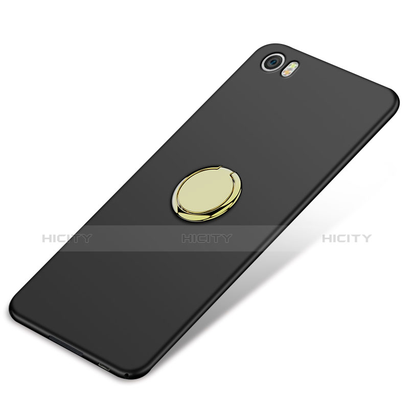 Funda Dura Plastico Rigida Mate con Anillo de dedo Soporte A02 para Xiaomi Mi Note Negro