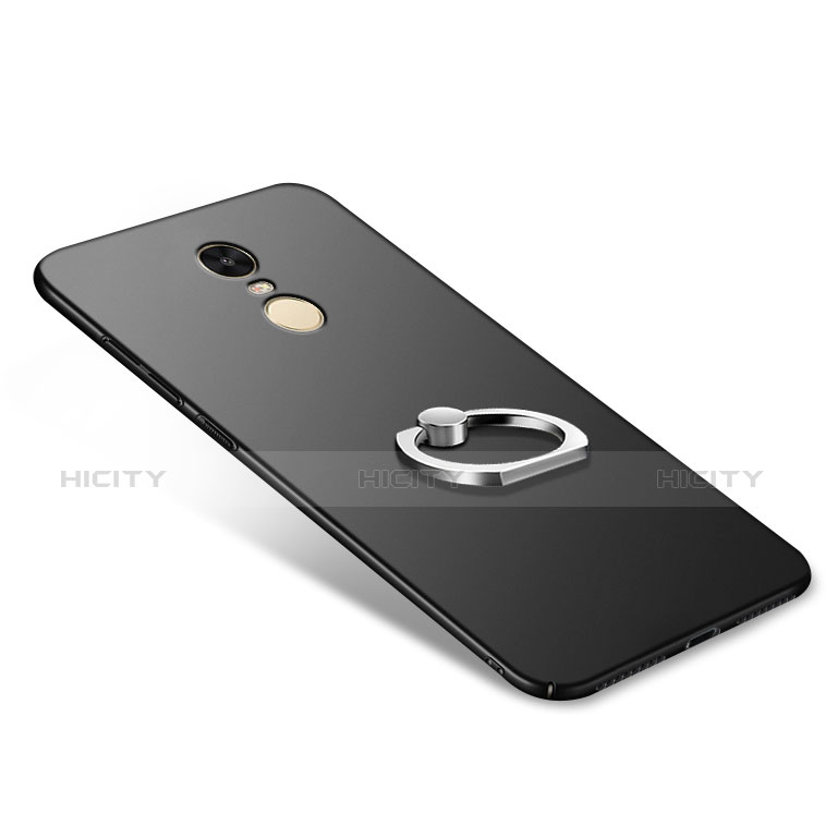 Funda Dura Plastico Rigida Mate con Anillo de dedo Soporte A02 para Xiaomi Redmi Note 4 Negro