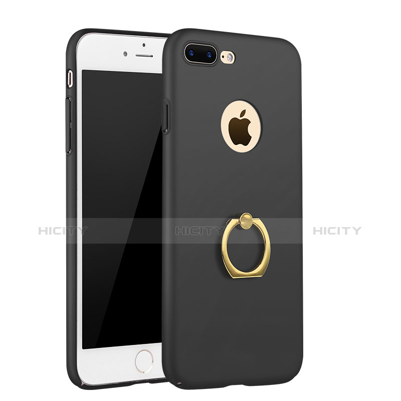 Funda Dura Plastico Rigida Mate con Anillo de dedo Soporte A03 para Apple iPhone 7 Plus Negro