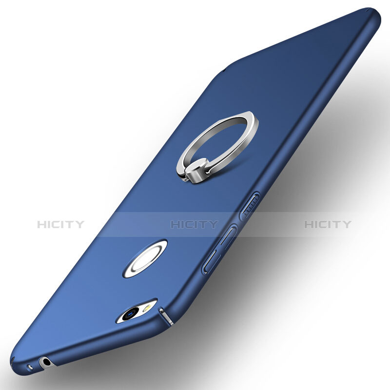 Funda Dura Plastico Rigida Mate con Anillo de dedo Soporte A03 para Huawei GR3 (2017) Azul