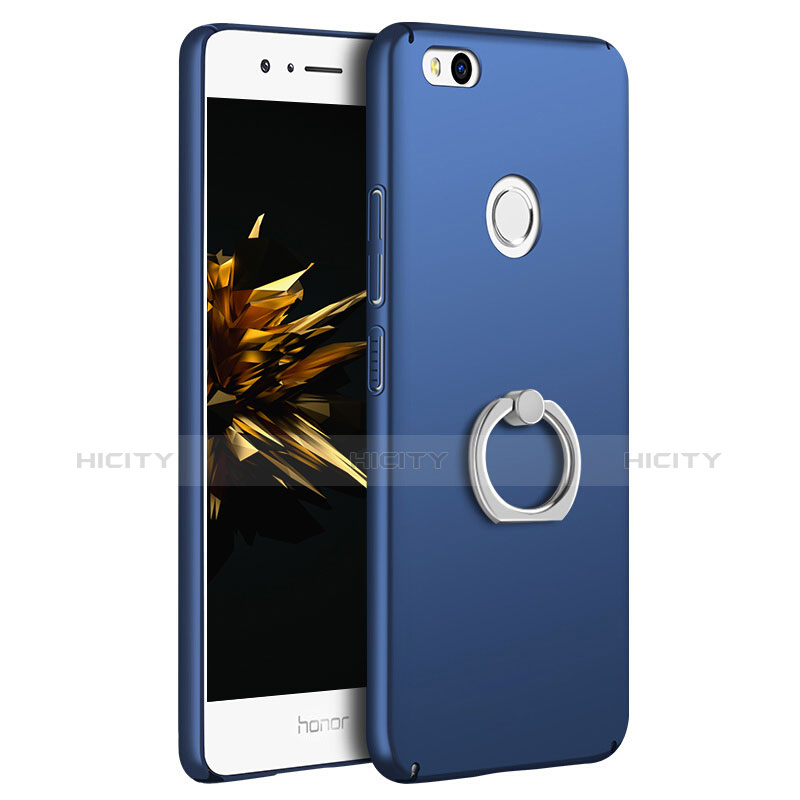 Funda Dura Plastico Rigida Mate con Anillo de dedo Soporte A03 para Huawei GR3 (2017) Azul