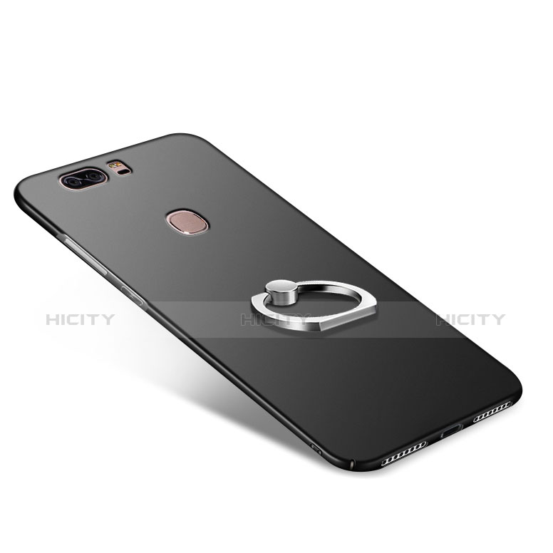 Funda Dura Plastico Rigida Mate con Anillo de dedo Soporte A03 para Huawei Honor V8 Negro