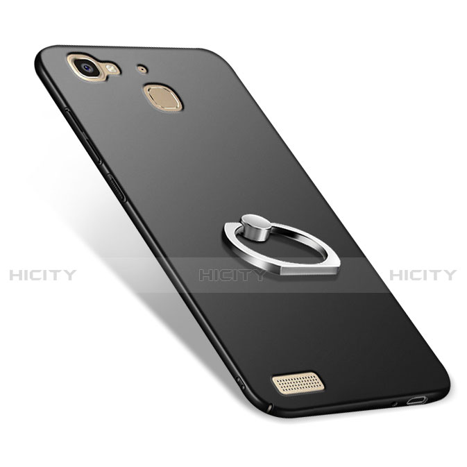 Funda Dura Plastico Rigida Mate con Anillo de dedo Soporte A03 para Huawei P8 Lite Smart Negro