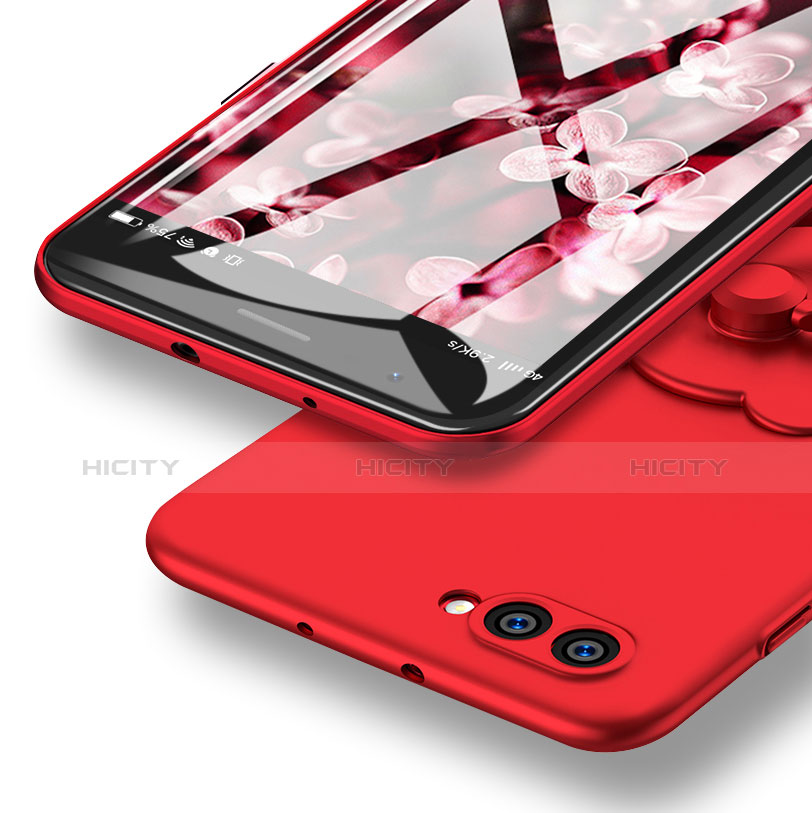 Funda Dura Plastico Rigida Mate con Anillo de dedo Soporte A04 para Huawei Honor View 10 Rojo
