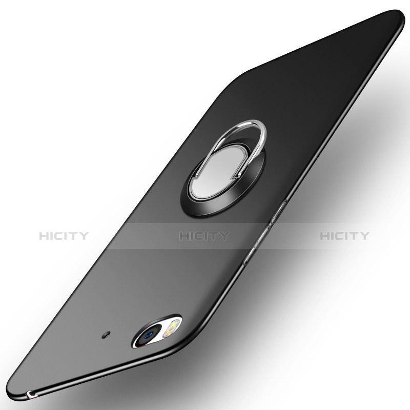 Funda Dura Plastico Rigida Mate con Anillo de dedo Soporte A04 para Xiaomi Mi 5S Negro
