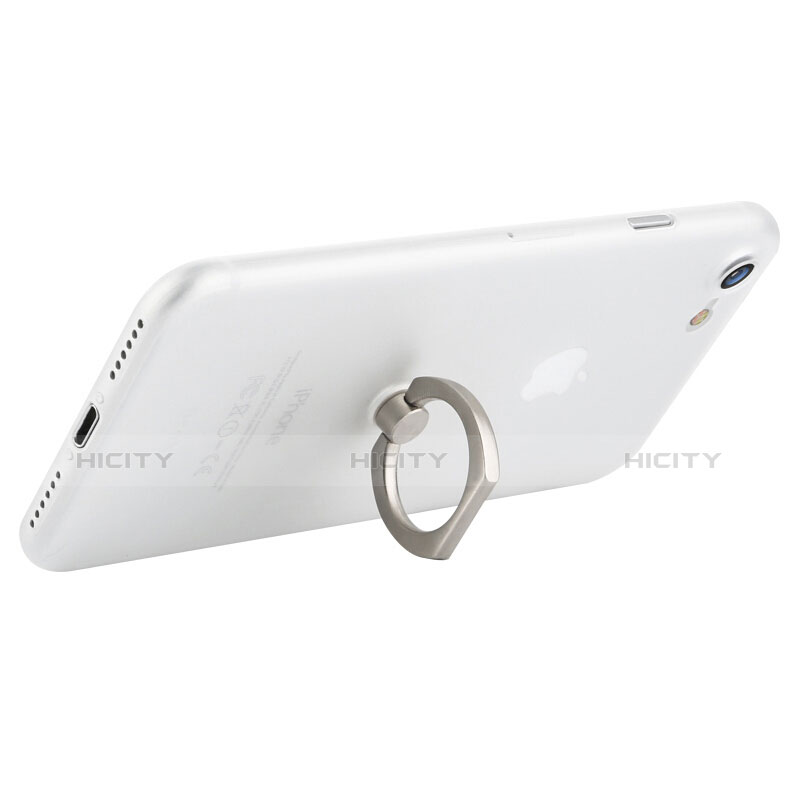 Funda Dura Plastico Rigida Mate con Anillo de dedo Soporte F01 para Apple iPhone 7 Blanco