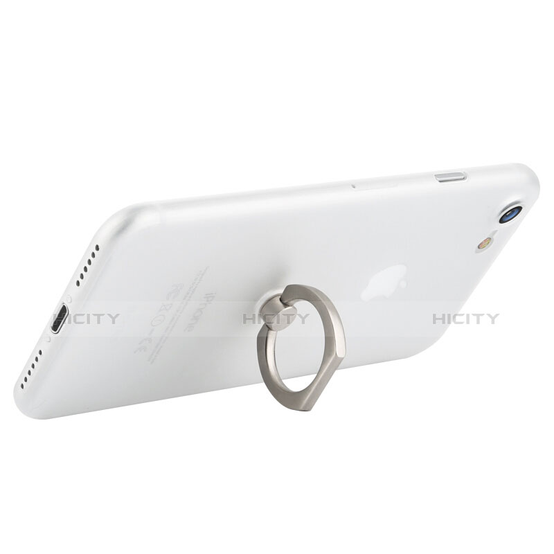 Funda Dura Plastico Rigida Mate con Anillo de dedo Soporte F01 para Apple iPhone 7 Blanco