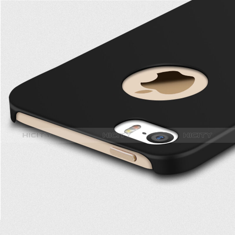 Funda Dura Plastico Rigida Mate con Anillo de dedo Soporte para Apple iPhone 5 Negro