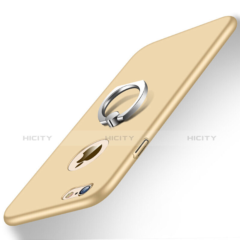 Funda Dura Plastico Rigida Mate con Anillo de dedo Soporte para Apple iPhone 6 Oro