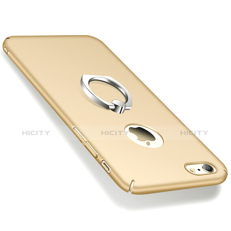 Funda Dura Plastico Rigida Mate con Anillo de dedo Soporte para Apple iPhone 6 Oro