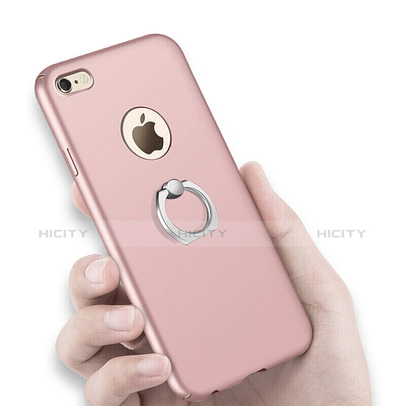 Funda Dura Plastico Rigida Mate con Anillo de dedo Soporte para Apple iPhone 6 Plus Rosa