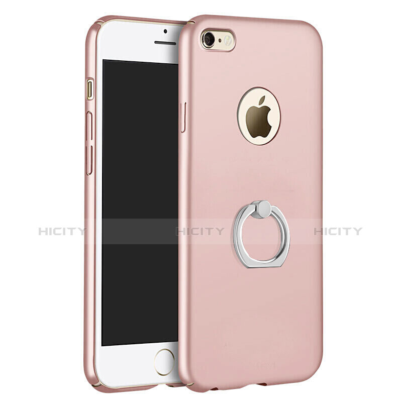 Funda Dura Plastico Rigida Mate con Anillo de dedo Soporte para Apple iPhone 6 Plus Rosa