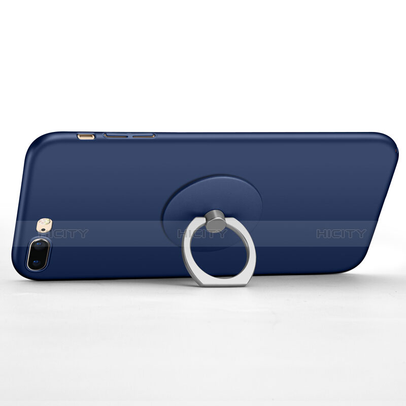 Funda Dura Plastico Rigida Mate con Anillo de dedo Soporte para Apple iPhone 7 Plus Azul