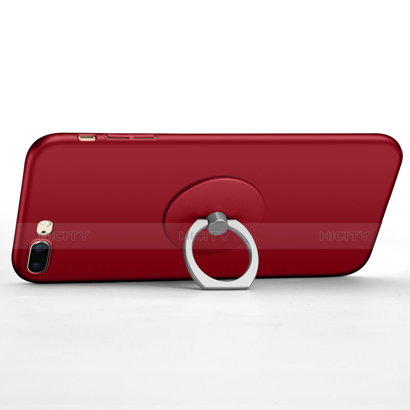 Funda Dura Plastico Rigida Mate con Anillo de dedo Soporte para Apple iPhone 7 Plus Rojo