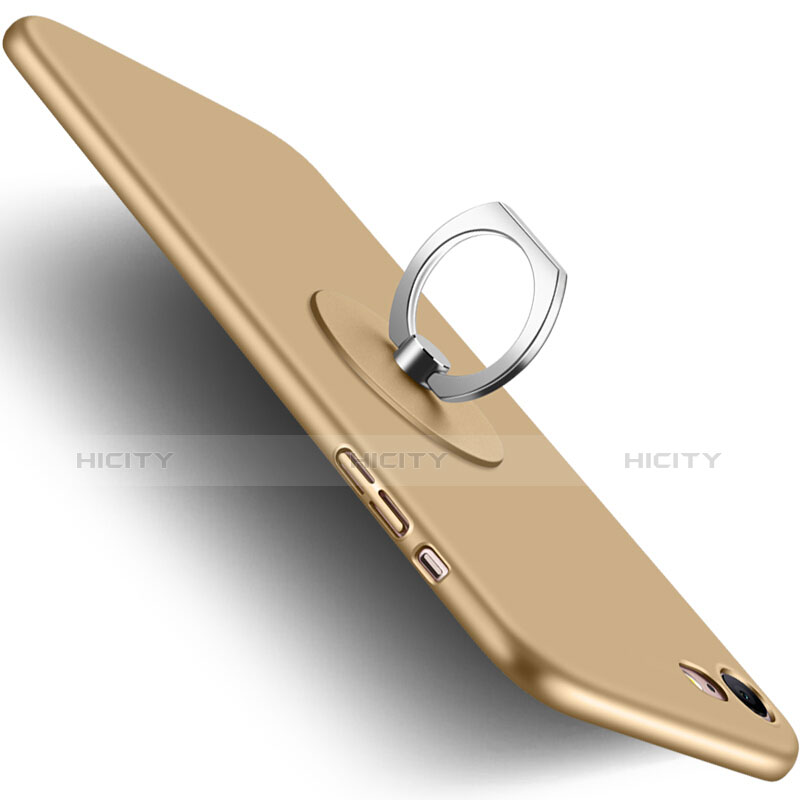 Funda Dura Plastico Rigida Mate con Anillo de dedo Soporte para Apple iPhone 8 Oro