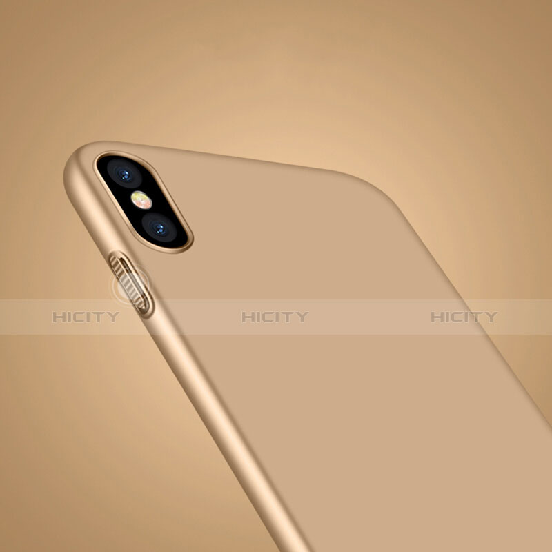 Funda Dura Plastico Rigida Mate con Anillo de dedo Soporte para Apple iPhone Xs Max Oro