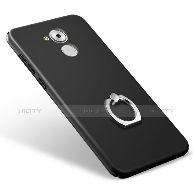 Funda Dura Plastico Rigida Mate con Anillo de dedo Soporte para Huawei Enjoy 6S Negro