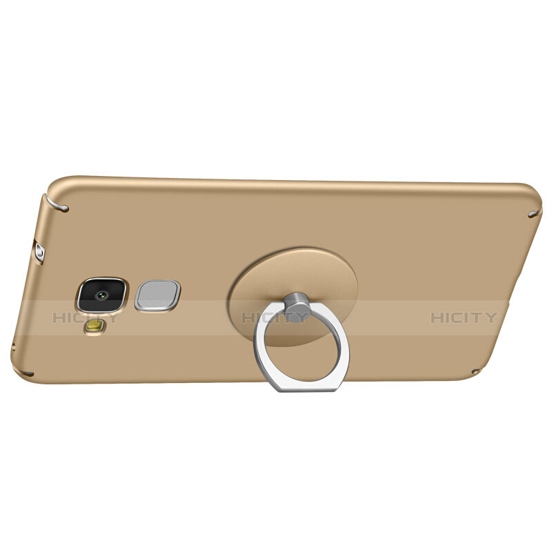 Funda Dura Plastico Rigida Mate con Anillo de dedo Soporte para Huawei Honor 7 Lite Oro