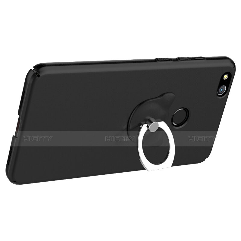 Funda Dura Plastico Rigida Mate con Anillo de dedo Soporte para Huawei Honor 8 Lite Negro