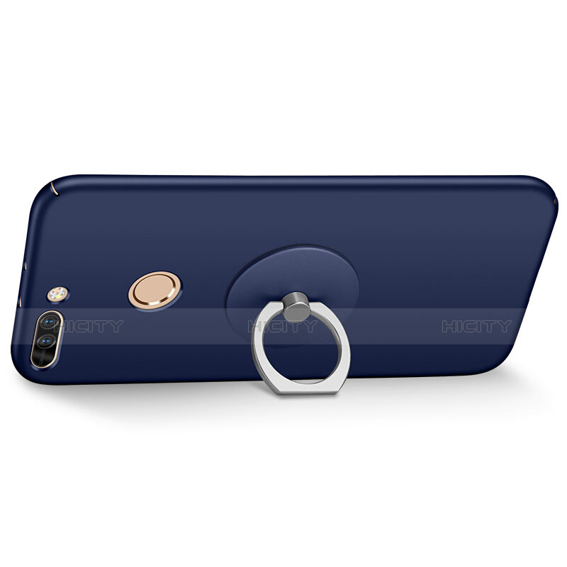 Funda Dura Plastico Rigida Mate con Anillo de dedo Soporte para Huawei Honor 8 Pro Azul