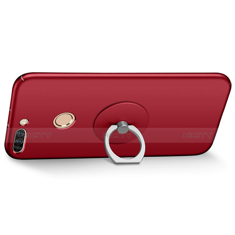 Funda Dura Plastico Rigida Mate con Anillo de dedo Soporte para Huawei Honor 8 Pro Rojo