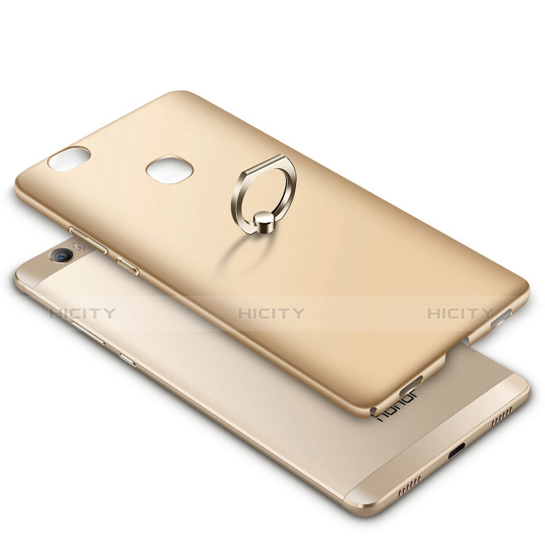 Funda Dura Plastico Rigida Mate con Anillo de dedo Soporte para Huawei Honor Note 8 Oro