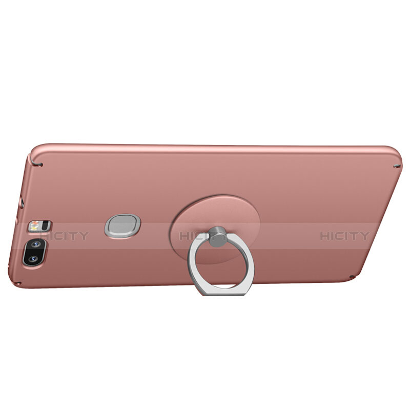 Funda Dura Plastico Rigida Mate con Anillo de dedo Soporte para Huawei Honor V8 Oro Rosa