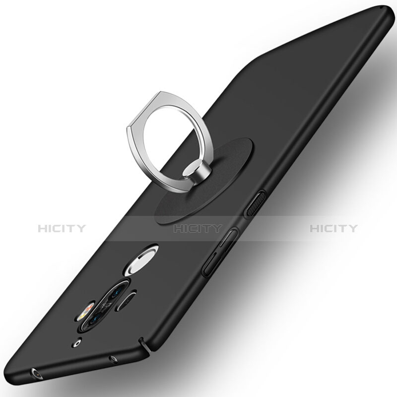 Funda Dura Plastico Rigida Mate con Anillo de dedo Soporte para Huawei Mate 9 Negro