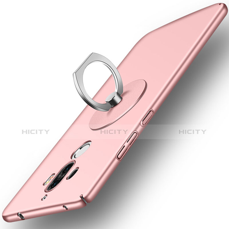 Funda Dura Plastico Rigida Mate con Anillo de dedo Soporte para Huawei Mate 9 Oro Rosa