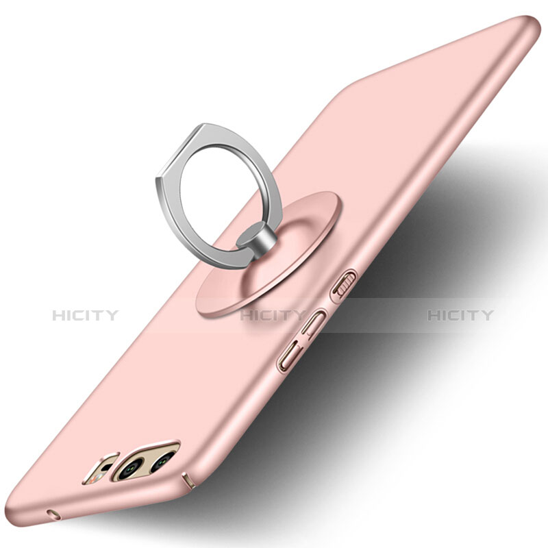 Funda Dura Plastico Rigida Mate con Anillo de dedo Soporte para Huawei P10 Plus Rosa