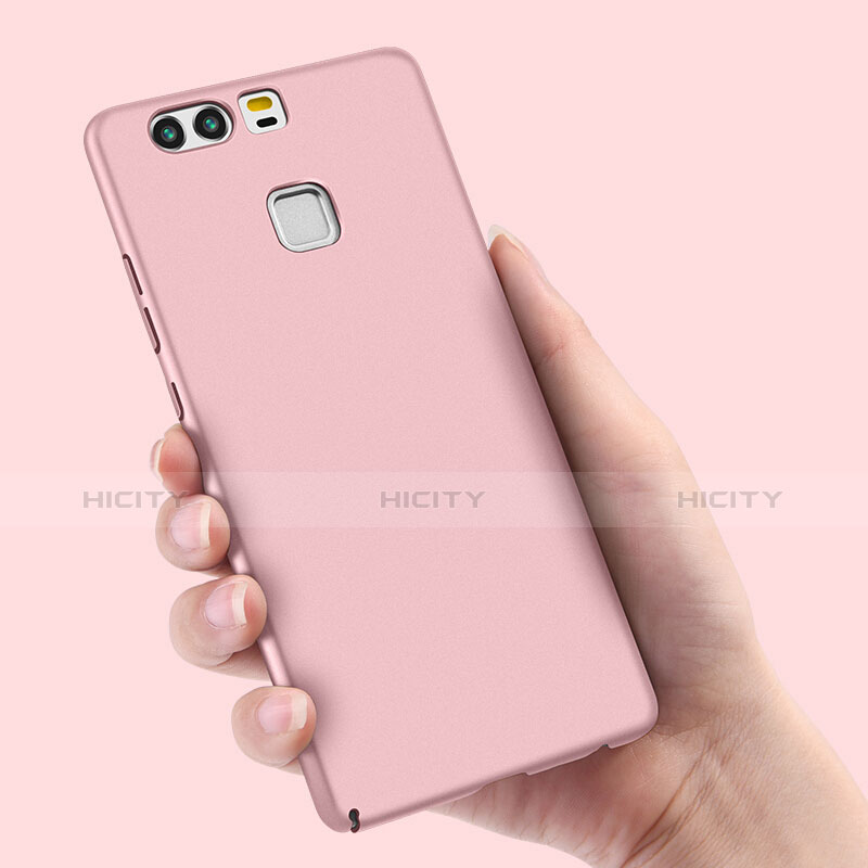 Funda Dura Plastico Rigida Mate con Anillo de dedo Soporte para Huawei P9 Oro Rosa