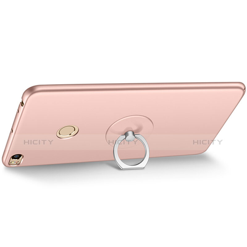 Funda Dura Plastico Rigida Mate con Anillo de dedo Soporte para Xiaomi Mi Max 2 Oro Rosa