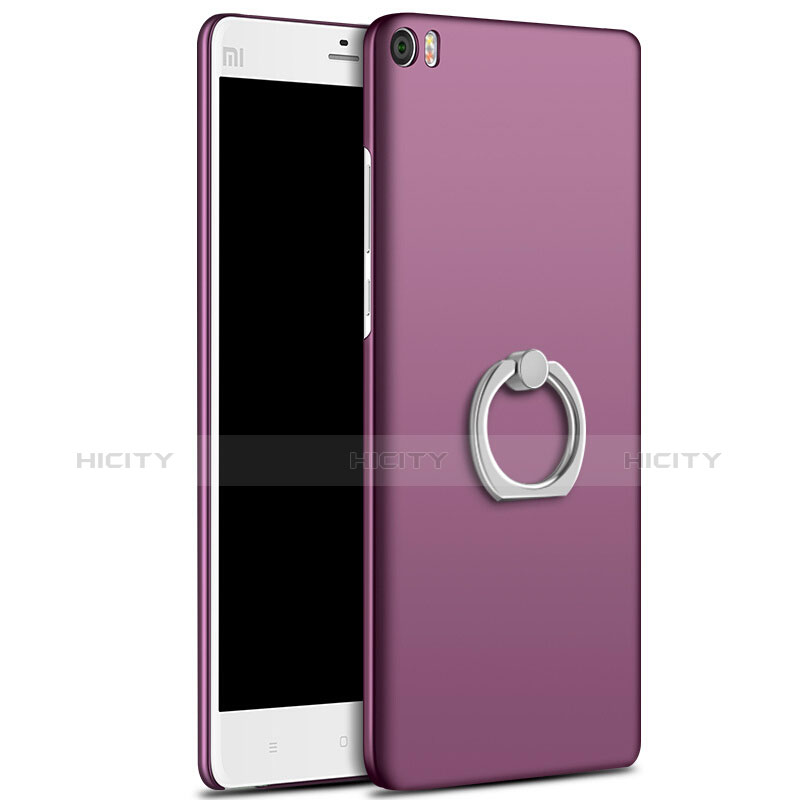 Funda Dura Plastico Rigida Mate con Anillo de dedo Soporte para Xiaomi Mi Note Morado