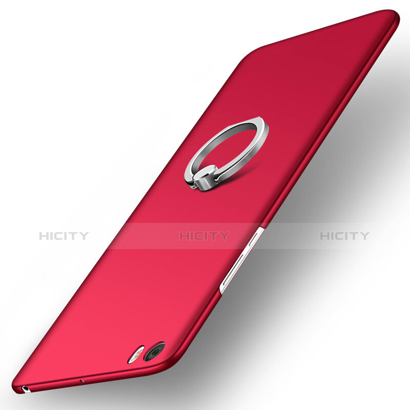 Funda Dura Plastico Rigida Mate con Anillo de dedo Soporte para Xiaomi Mi Note Rojo