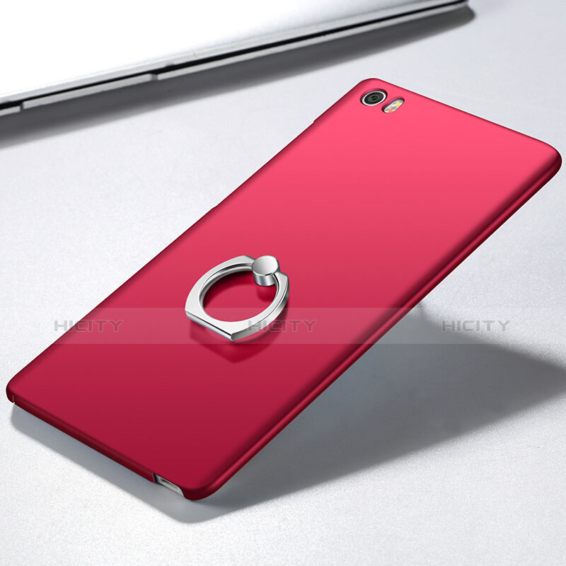 Funda Dura Plastico Rigida Mate con Anillo de dedo Soporte para Xiaomi Mi Note Rojo