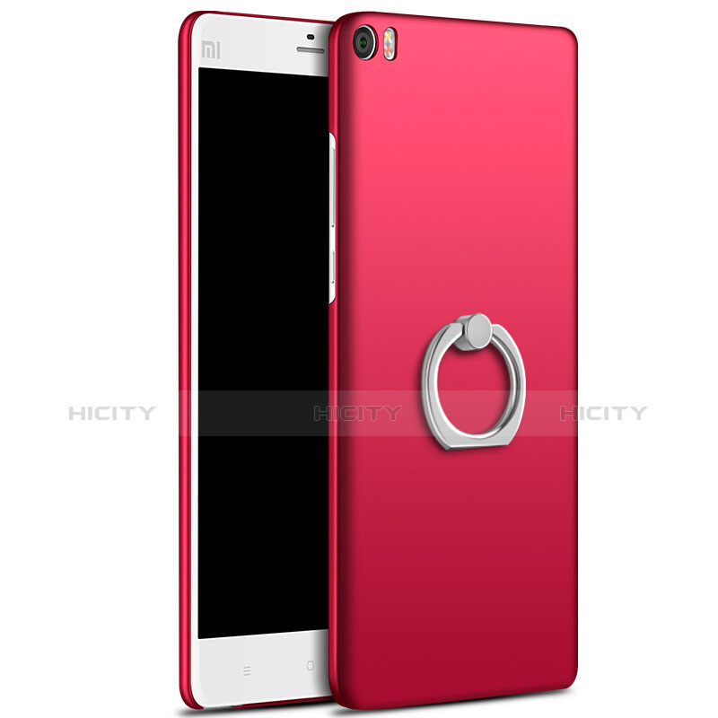 Funda Dura Plastico Rigida Mate con Anillo de dedo Soporte para Xiaomi Mi Note Rojo