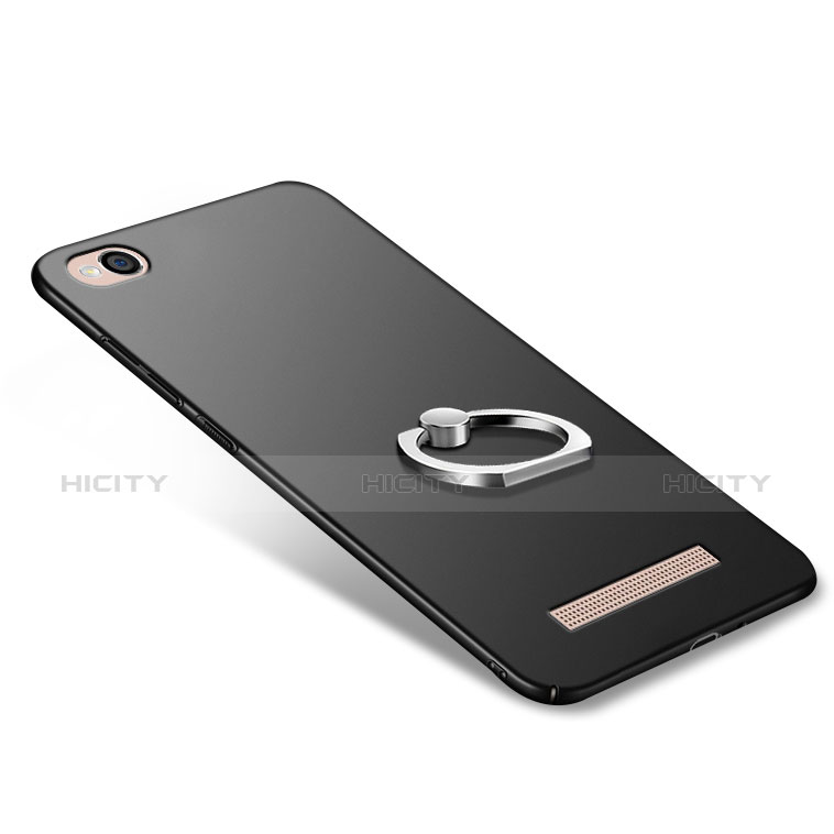 Funda Dura Plastico Rigida Mate con Anillo de dedo Soporte para Xiaomi Redmi 4A Negro