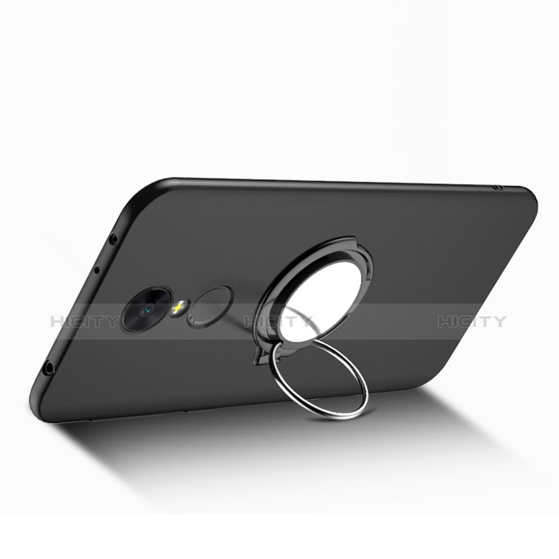 Funda Dura Plastico Rigida Mate con Anillo de dedo Soporte para Xiaomi Redmi 5 Negro