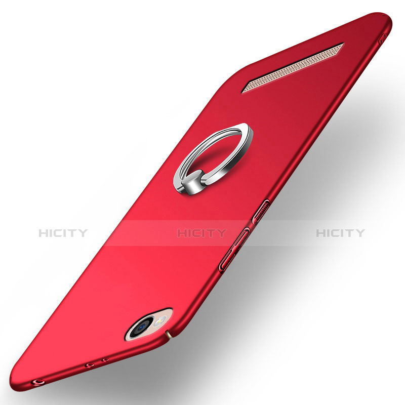 Funda Dura Plastico Rigida Mate con Anillo de dedo Soporte para Xiaomi Redmi 5A Rojo