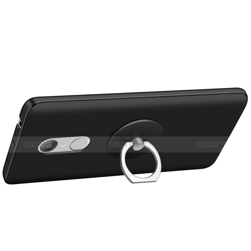 Funda Dura Plastico Rigida Mate con Anillo de dedo Soporte para Xiaomi Redmi Note 4 Negro