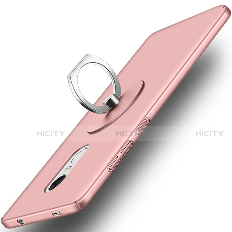 Funda Dura Plastico Rigida Mate con Anillo de dedo Soporte para Xiaomi Redmi Note 4 Standard Edition Oro Rosa