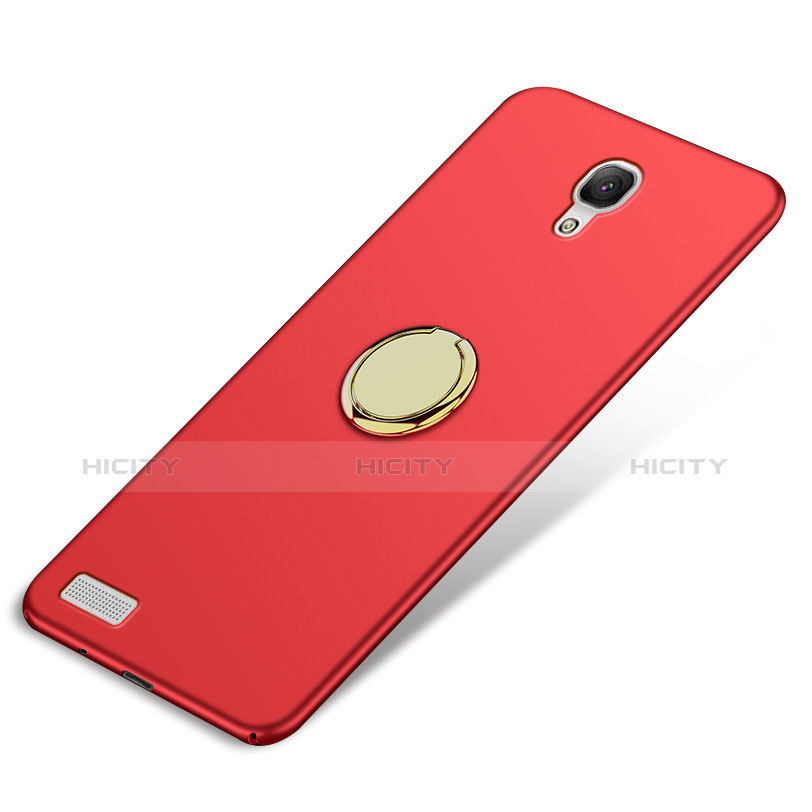 Funda Dura Plastico Rigida Mate con Anillo de dedo Soporte para Xiaomi Redmi Note 4G Rojo