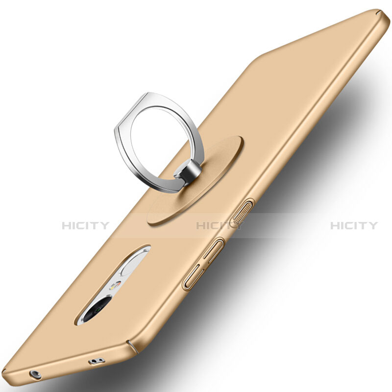 Funda Dura Plastico Rigida Mate con Anillo de dedo Soporte para Xiaomi Redmi Note 4X Oro