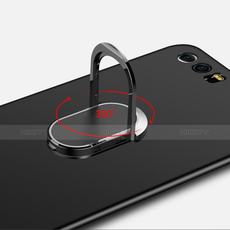 Funda Dura Plastico Rigida Mate con Anillo de dedo Soporte y Lanyard para Huawei Honor 9 Premium Negro