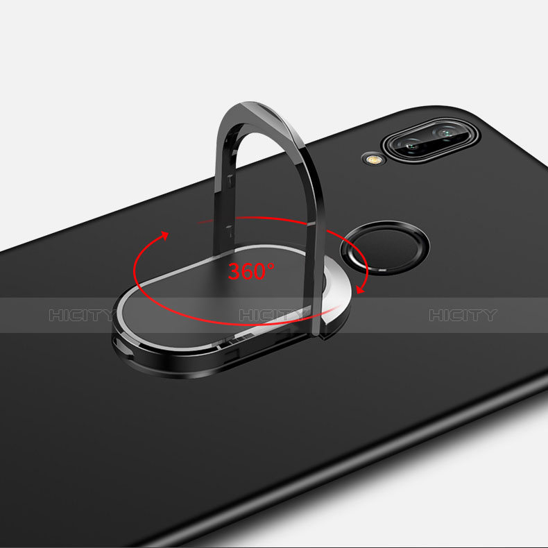 Funda Dura Plastico Rigida Mate con Anillo de dedo Soporte y Lanyard para Huawei P20 Lite Negro