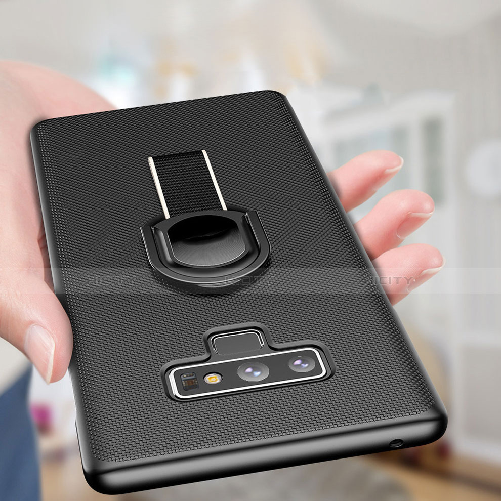 Funda Dura Plastico Rigida Mate con Magnetico Anillo de dedo Soporte para Samsung Galaxy Note 9 Negro