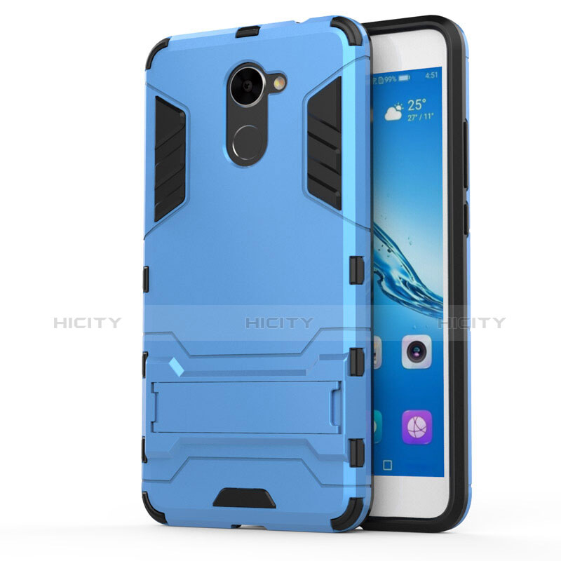 Funda Dura Plastico Rigida Mate con Soporte para Huawei Enjoy 7 Plus Azul