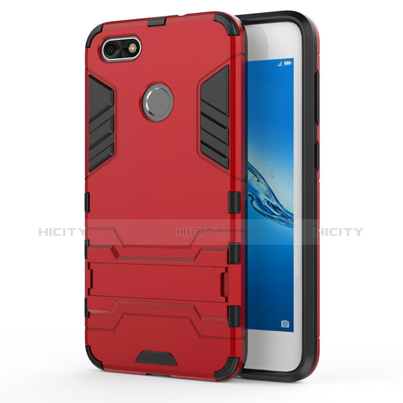 Funda Dura Plastico Rigida Mate con Soporte para Huawei Enjoy 7 Rojo